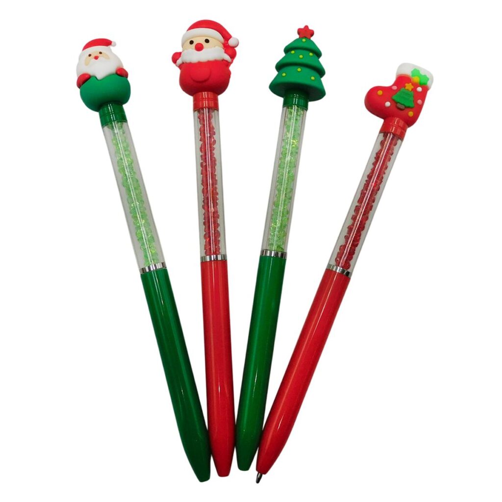 Pluma con adorno navideño y cristales encapsulados
