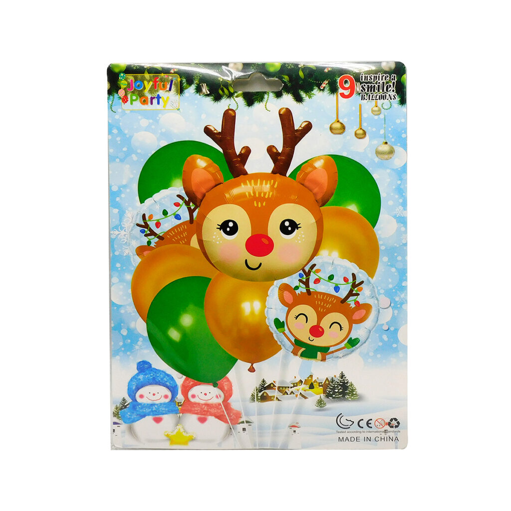 Set de globos navideños con 6 globos de látex y 3 metalizados