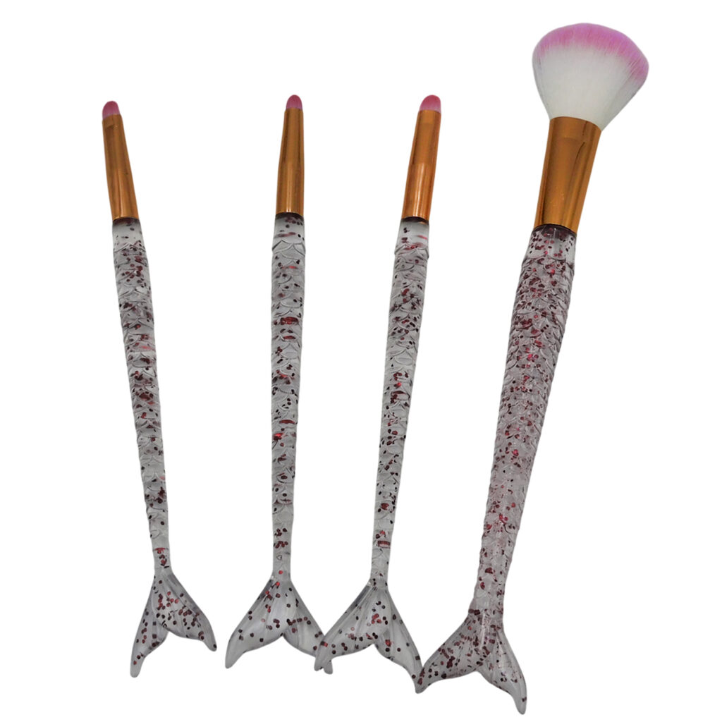 Juego de 4 Brochas de Maquillaje con Mango de Cola de Sirena