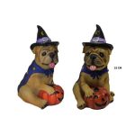 Figura de Resina Bulldog con Sombrero de Bruja