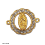 Conector Virgen dorado para bisutería con incrustaciones