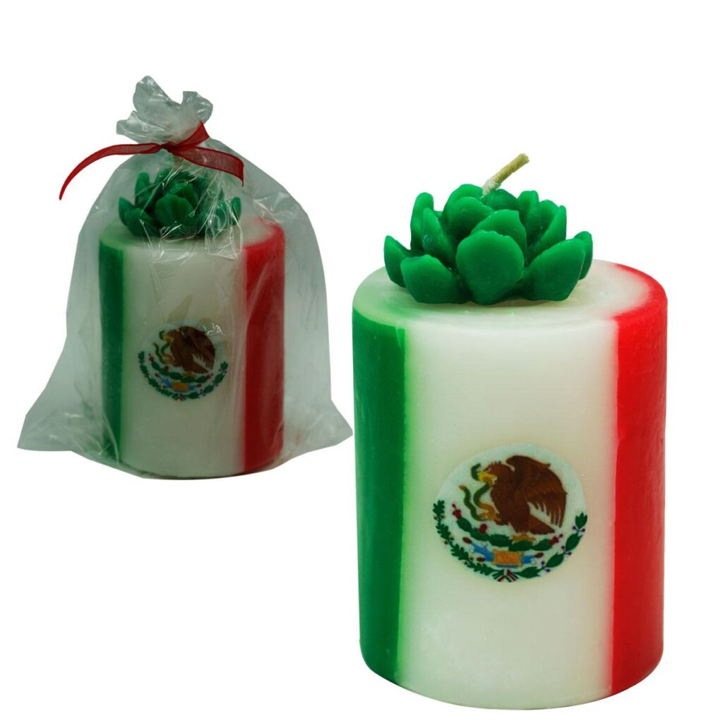 Vela decorativa con la bandera de México