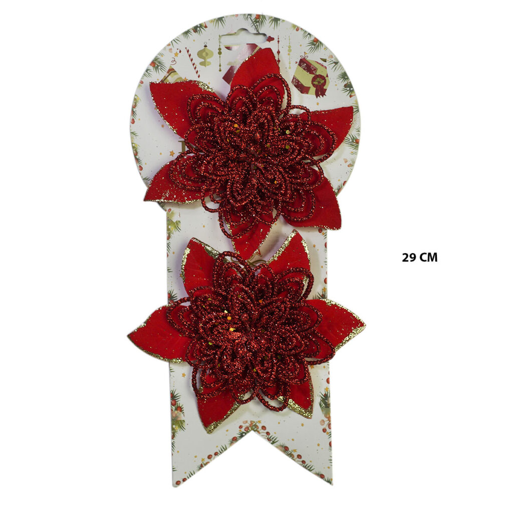 Flores navideñas con glitter: Juego de 2