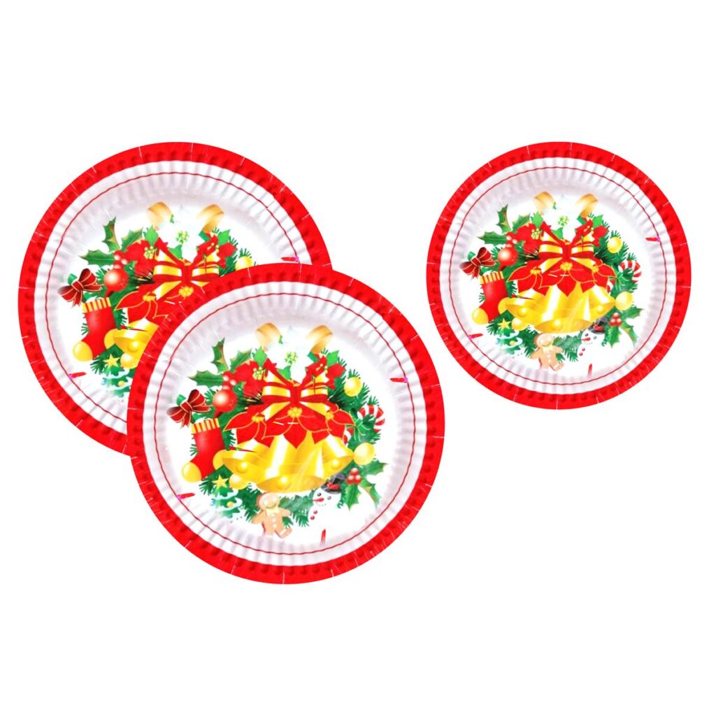 Plato navideño desechable en paquete de 10