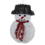 Adorno navideño muñeco de nieve con alambre y escarcha