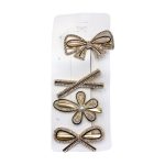 Broches Dorados para Cabello con Incrustaciones de Fantasía Set de 4  piezas