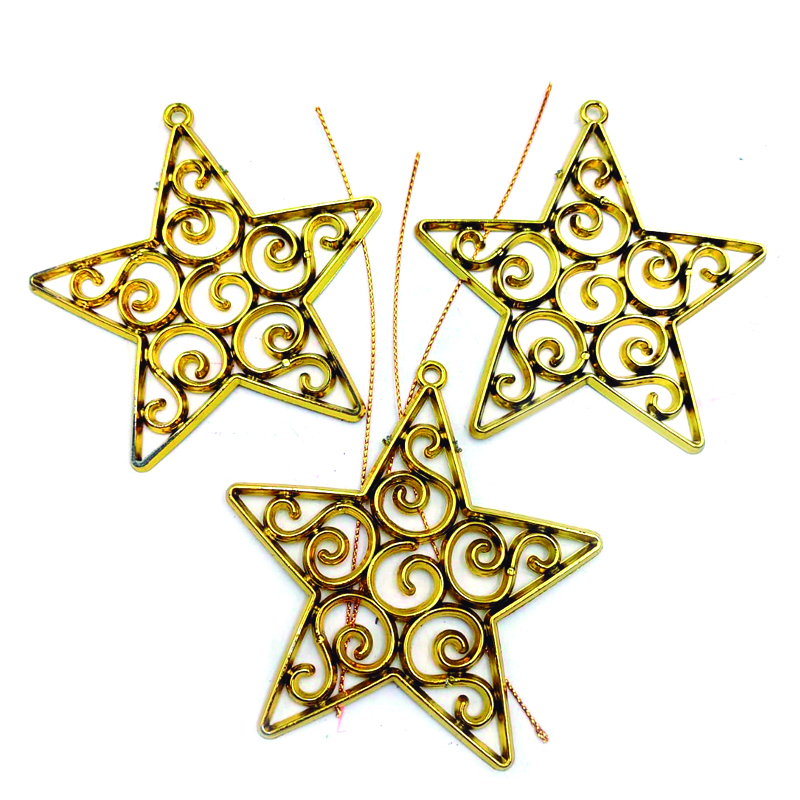 Estrellas colgantes doradas navideñas juego de 3 piezas