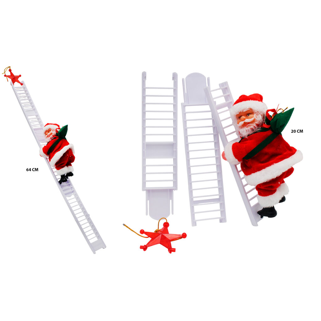 Figura Santa Claus con escalera con sonido