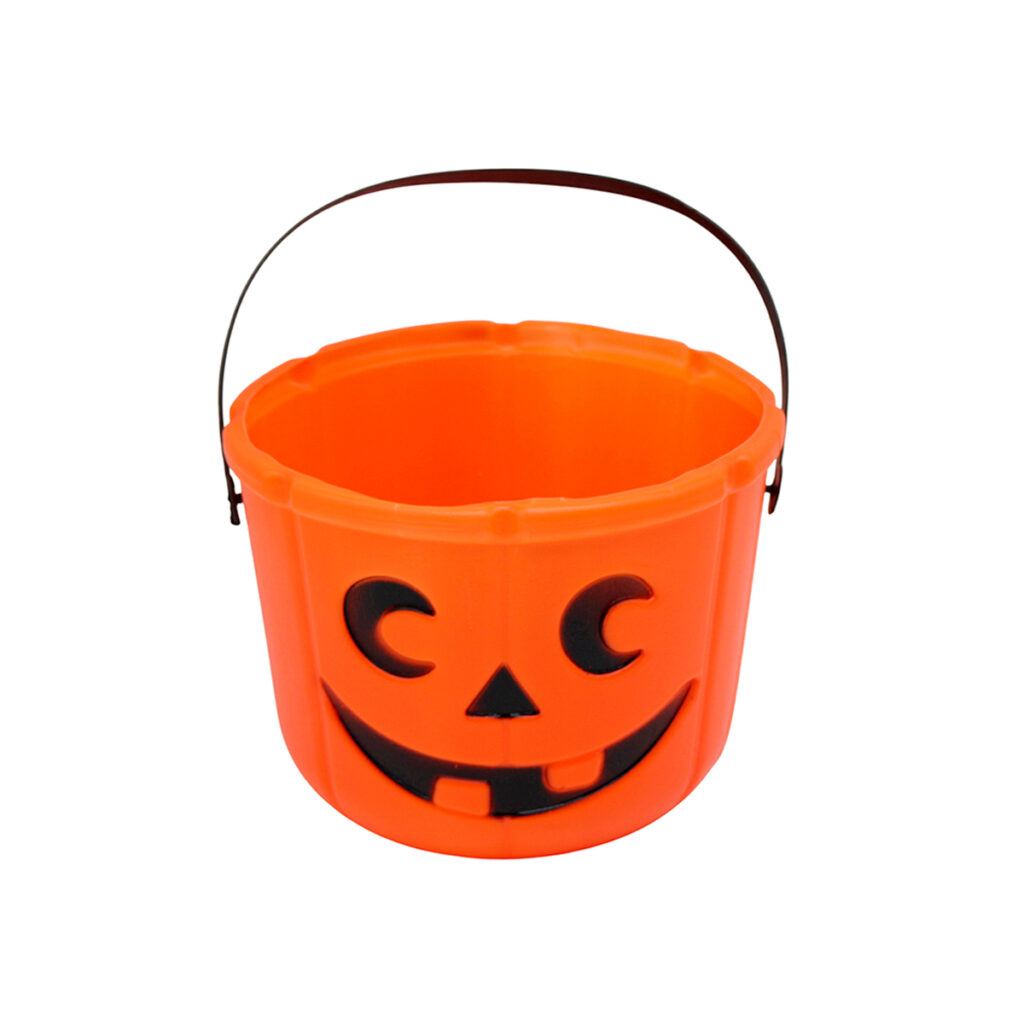 Cubeta chica de calabaza de Halloween para dulces y decoración