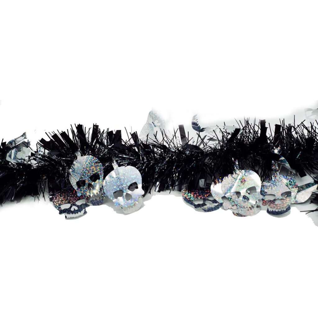 Guía Decorativa con Calaveras Brillantes para Halloween