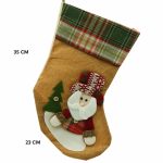 Bota navideña de yute con muñeco: Mide 35 x 23 cm