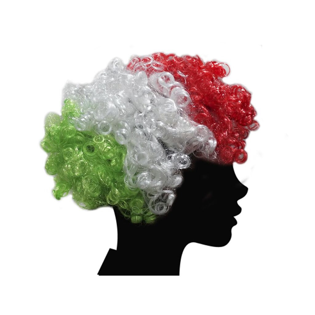 Peluca afro tricolor mexicana para fiesta