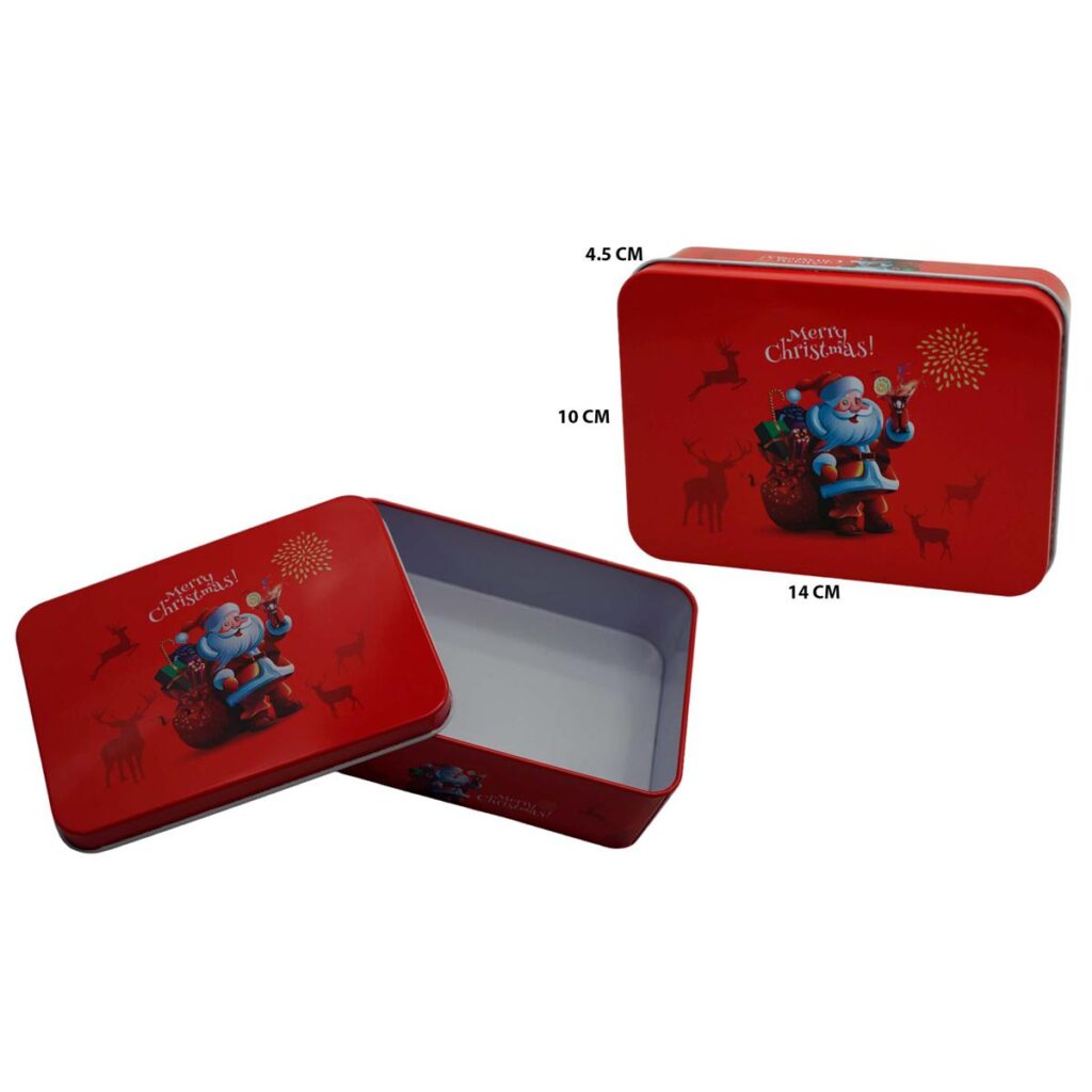 Estuche metálico navideño 10x14x4.5 cm